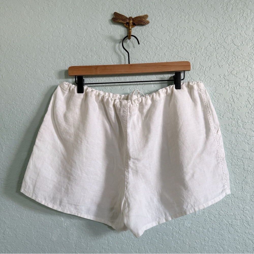 London Jean•Off White Linen Shorts•Drawstring Waist•Size:XL - Picture 4 of 7